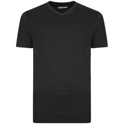Bigdude Plain Marl V-Neck T-Shirt Charcoal Tall