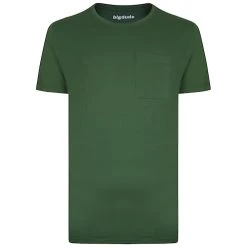 Bigdude Plain Crew Neck T-Shirt With Pocket Deep Green Tall