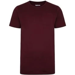 Bigdude Plain Crew Neck T-Shirt With Pocket Burgundy Tall