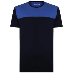 Bigdude Cut & Sew 2 Tone T-Shirt Navy/Royal Blue Tall