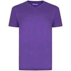 Bigdude Plain V-Neck T-Shirt Purple