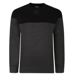 Bigdude Colour Block Jumper Black/Charcoal