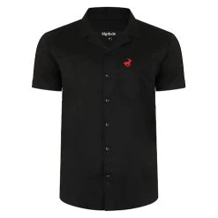 Bigdude Relaxed Collar Short Sleeve Shirt Black
