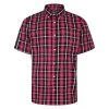 Bigdude Button Down Short Sleeve Check Shirt Magenta
