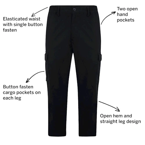 Bigdude Elasticated Waist Cargo Trousers Black - Image 3