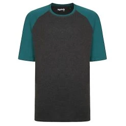 Bigdude Contrast Raglan Sleeve T-Shirt Charcoal/Green Tall