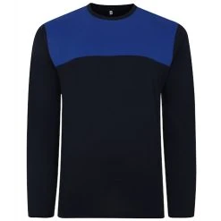 Bigdude Cut & Sew 2 Tone Long Sleeve T-Shirt Navy/Royal Blue Tall