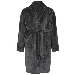 Bigdude Plain Fleece Dressing Gown Charcoal