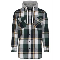 Bigdude Hooded Check Flannel Shirt Green