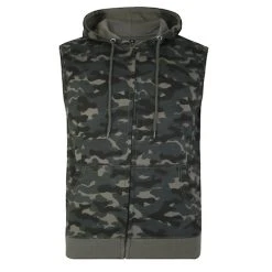 Bigdude Hooded Camo Gilet Khaki