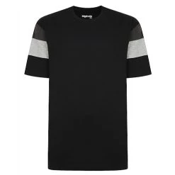 Bigdude Cut & Sew Contrast Sleeve T-Shirt Black Tall