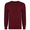Bigdude Plain Crew Neck Knitted Jumper Burgundy