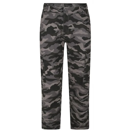 Bigdude Elasticated Waist Camo Cargo Trousers Charcoal - Image 2