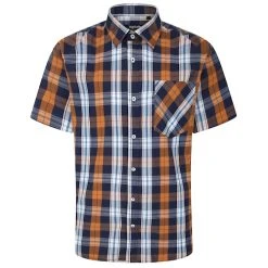 Bigdude Short Sleeve Check Shirt Orange