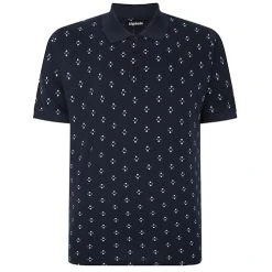 Bigdude Geometric Print Polo Shirt Navy