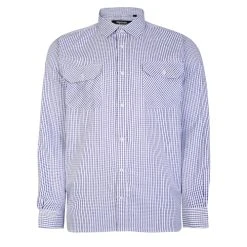 Bigdude Long Sleeve Shirt With Chest Pockets Navy/White