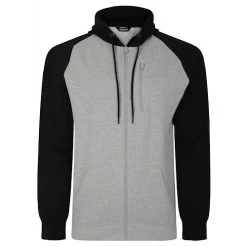 Bigdude Contrast Raglan Full Zip Hoody Grey Marl/Black