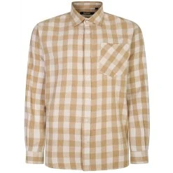 Bigdude Summer Long Sleeve Flannel Shirt Beige