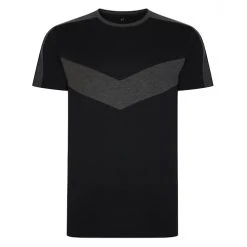 Bigdude Chevron Cut And Sew T-Shirt Black/Charcoal