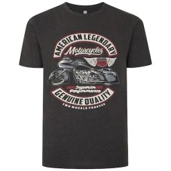 Bigdude Motorcycle Print T-Shirt Charcoal Tall