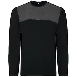 Bigdude Cut & Sew 2 Tone Long Sleeve T-Shirt Black/Charcoal Tall