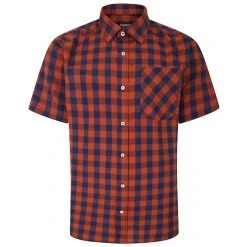 Bigdude Gingham Short Sleeve Shirt Orange Tall