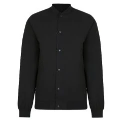Bigdude Button Up Baseball Jacket Black