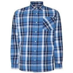 Bigdude Long Sleeve Check Shirt Blue Tall