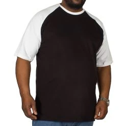 Bigdude Contrast Raglan Sleeve T-Shirt Black/White