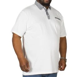 Bigdude Contrast Jersey Polo Shirt White Tall