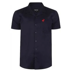 Bigdude Relaxed Collar Short Sleeve Shirt Navy