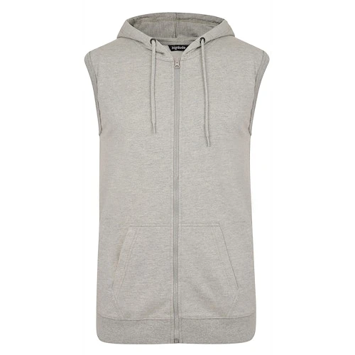 Bigdude Loop Back Sleeveless Hoody Grey Marl