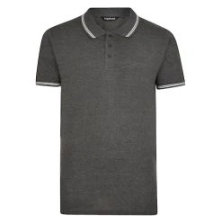Bigdude Tipped Polo Shirt Charcoal Tall