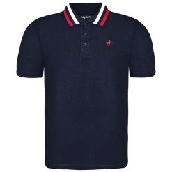 Bigdude Chunky Tipped Polo Shirt Navy Tall